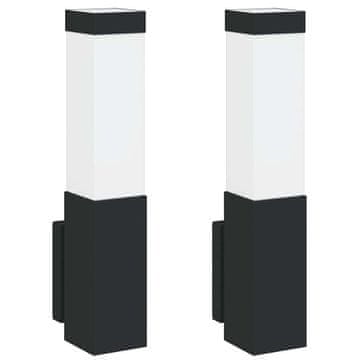 Vidaxl Zunanje stenske svetilke 2 pcs Črna 10.5 x 6 x 35 cm