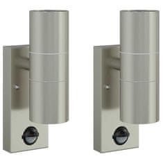 Vidaxl Zunanje stenske svetilke 2 pcs srebrna 7 x 10 x 22 cm