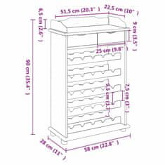 Vidaxl Stojalo za vino Rjava 90 x 60 x 30 cm Trdna borovina