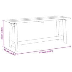 Vidaxl Zunanja klop Rjava 119 x 35 x 47cm Trdna borovina