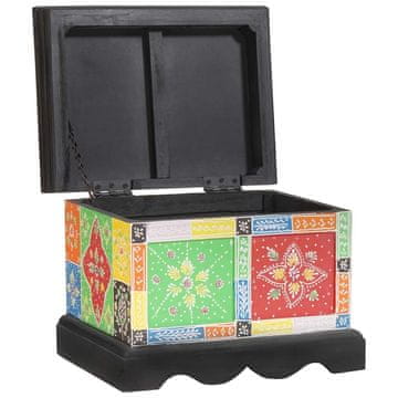 Vidaxl Shranjevalna škatla večbarvno 40 x 30 x 30 cm Trden mangov les