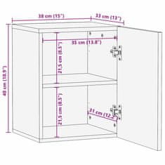 Vidaxl Omara za umivalnik s polico Rjava in črna 38 x 33.5 x 48 cm
