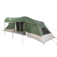 Vidaxl Družinski šotor s streho Zelena in Siva 721 x 335 x 212 cm