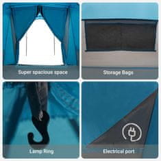 Vidaxl Družinski šotor s streho Modra in siva 721 x 335 x 212 cm