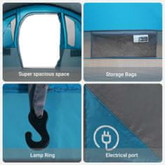 Vidaxl Družinski šotor s streho Modra in siva 576 x 325 x 213 cm