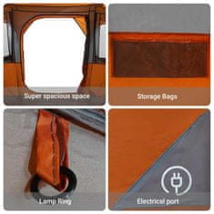 Vidaxl Družinski šotor s streho Oranžna in oranžna 435 x 255 x 216 cm