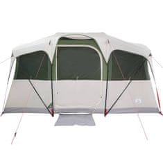 Vidaxl Družinski šotor s streho Bela in zelena 435 x 255 x 216 cm