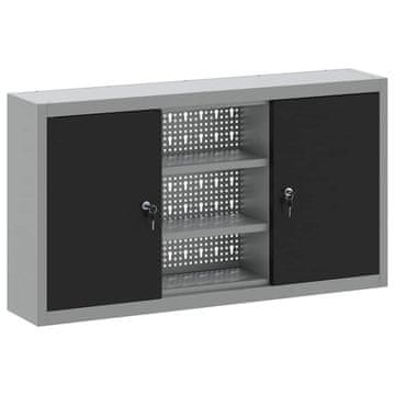 Vidaxl Omara za orodje s polico Črna in siva 100 x 20 x 55 cm
