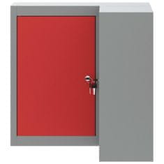 Vidaxl Omara za orodje s polico Rdeča in siva 55 x 55 x 55 cm