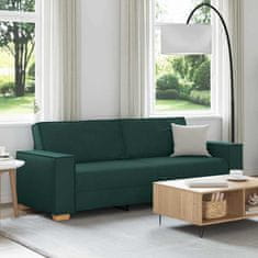 Vidaxl 3-sedežna sedežna z blazino Temno zelena 220 x 78 x 84 cm blago