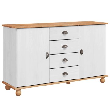 Vidaxl Strani šal s predalom ASKIM 133,5 x 40 x 79 cm Trdna borovina