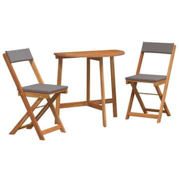 Vidaxl Bistro komplet z blazino 3 pcs Olje naravno Masiven les akacije