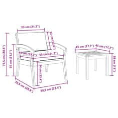 Vidaxl Bistro komplet Rjava 45 x 45 x 38cm Trden akacijev les