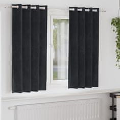 Vidaxl Zavese z zavesami 2 pcs Črna 140 x 175 cm Žamet