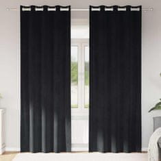 Vidaxl Zavese z zavesami 2 pcs Črna 140 x 225 cm Žamet