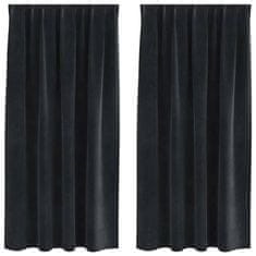 Vidaxl Zavese z zavesami 2 pcs Črna 140 x 175 cm Žamet