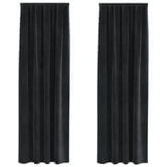 Vidaxl Zavese z zavesami 2 pcs Črna 140 x 225 cm Žamet