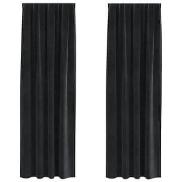 Vidaxl Zavese z zavesami 2 pcs Črna 140 x 225 cm Žamet