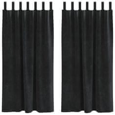 Vidaxl Zavese z zavesami 2 pcs Črna 140 x 175 cm Žamet