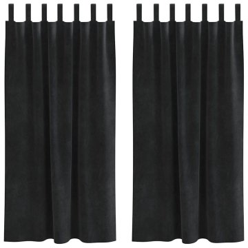 Vidaxl Zavese z zavesami 2 pcs Črna 140 x 175 cm Žamet