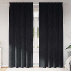 Vidaxl Zavese z zavesami 2 pcs Črna 140 x 225 cm Žamet