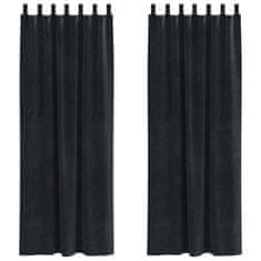 Vidaxl Zavese z zavesami 2 pcs Črna 140 x 225 cm Žamet