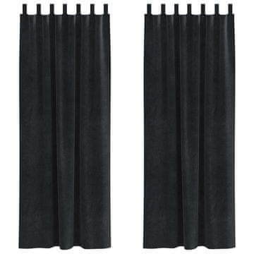 Vidaxl Zavese z zavesami 2 pcs Črna 140 x 225 cm Žamet
