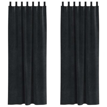 Vidaxl Zavese z zavesami 2 pcs Črna 140 x 245 cm Žamet