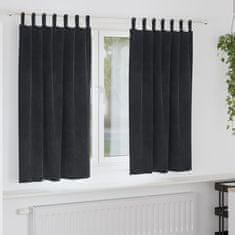 Vidaxl Zavese z zavesami 2 pcs Črna 140 x 175 cm Žamet
