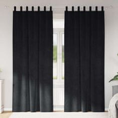Vidaxl Zavese z zavesami 2 pcs Črna 140 x 225 cm Žamet