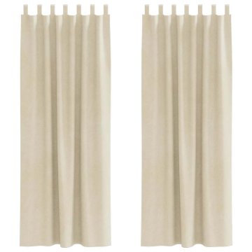 Vidaxl Zavese z zavesami 2 pcs krema 140 x 225 cm Žamet