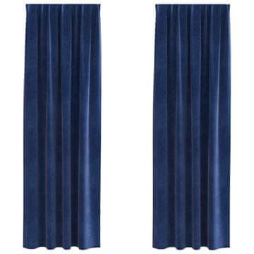Vidaxl Zatemnitvene zavese 2 pcs Temno modra 140 x 245 cm Žamet