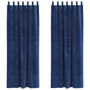 Vidaxl Zatemnitvene zavese 2 pcs Temno modra 140 x 260 cm Žamet