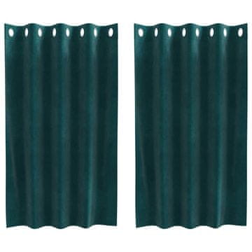 Vidaxl Zatemnitvene zavese 2 pcs Temno zelena 140 x 140 cm Žamet