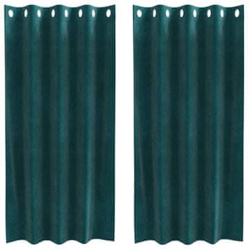 Vidaxl Zatemnitvene zavese 2 pcs Temno zelena 140 x 175 cm Žamet