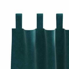 Vidaxl Zavese z zavesami 2 pcs Temno zelena 140 x 140 cm Žamet