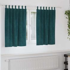 Vidaxl Zavese z zavesami 2 pcs Temno zelena 140 x 140 cm Žamet