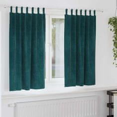 Vidaxl Zavese z zavesami 2 pcs Temno zelena 140 x 175 cm Žamet