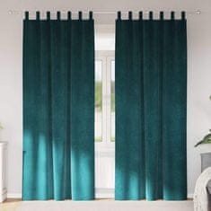 Vidaxl Zavese z zavesami 2 pcs Temno zelena 140 x 260 cm Žamet