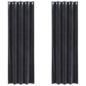 Vidaxl Zavese z zavesami 2 pcs Temno siva 140 x 225 cm Žamet