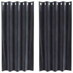 Vidaxl Zavese z zavesami 2 pcs Temno siva 140 x 175 cm Žamet