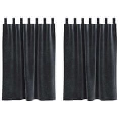 Vidaxl Zavese z zavesami 2 pcs Temno siva 140 x 140 cm Žamet