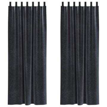 Vidaxl Zatemnitvene zavese 2 pcs Temno siva 140 x 260 cm Žamet