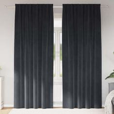 Vidaxl Zavese z zavesami 2 pcs Temno siva 140 x 245 cm Žamet