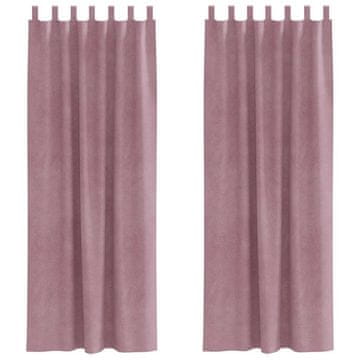Vidaxl Zavese 2 pcs Temno roza 140 x 260 cm Žamet