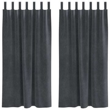 Vidaxl Zatemnitvene zavese 2 szt. Svetlo siva 140 x 175 cm Žamet