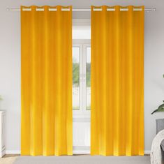 Vidaxl Zavese z zavesami 2 pcs Gorčična rumena 140 x 225 cm Žamet
