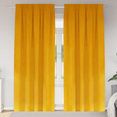 Vidaxl Zavese z zavesami 2 pcs gorčično rumena 140 x 245 cm Žamet