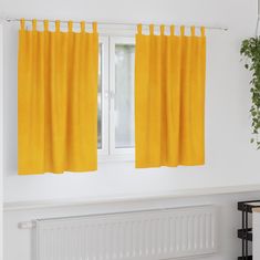 Vidaxl Zavese z zavesami 2 pcs gorčično rumena 140 x 140 cm Žamet