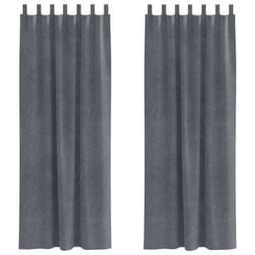 Vidaxl Zatemnitvene zavese 2 pcs Svetlo siva 140 x 245 cm Žamet